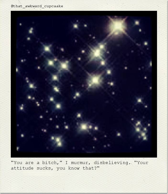 "You are a bitch," I murmur, disbelieving. "Your attitude sucks, you know that?"