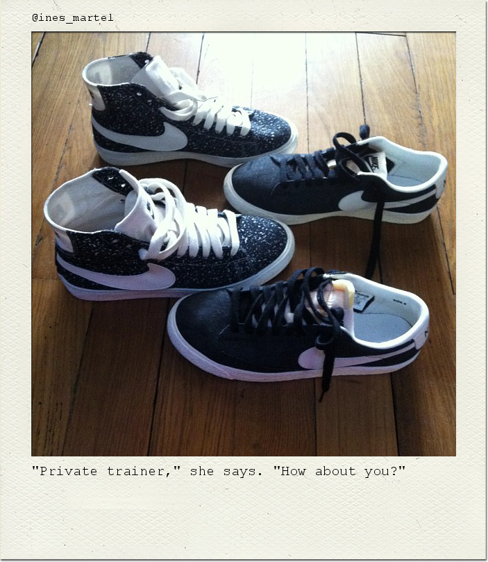 "Private trainer," she says. "How about you?"