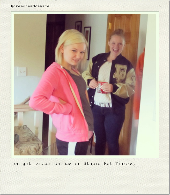 Tonight Letterman has on Stupid Pet Tricks.