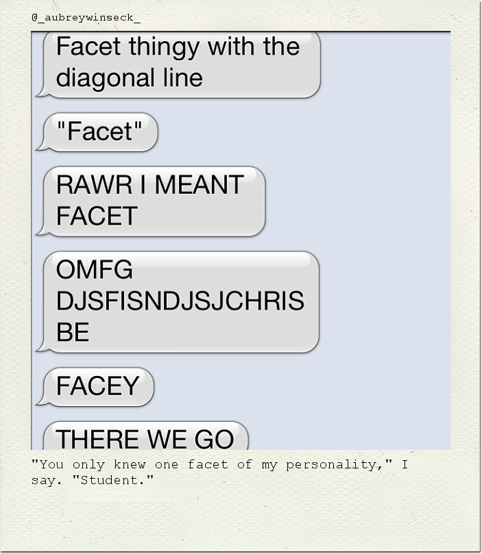 "You only knew one facet of my personality," I say. "Student."