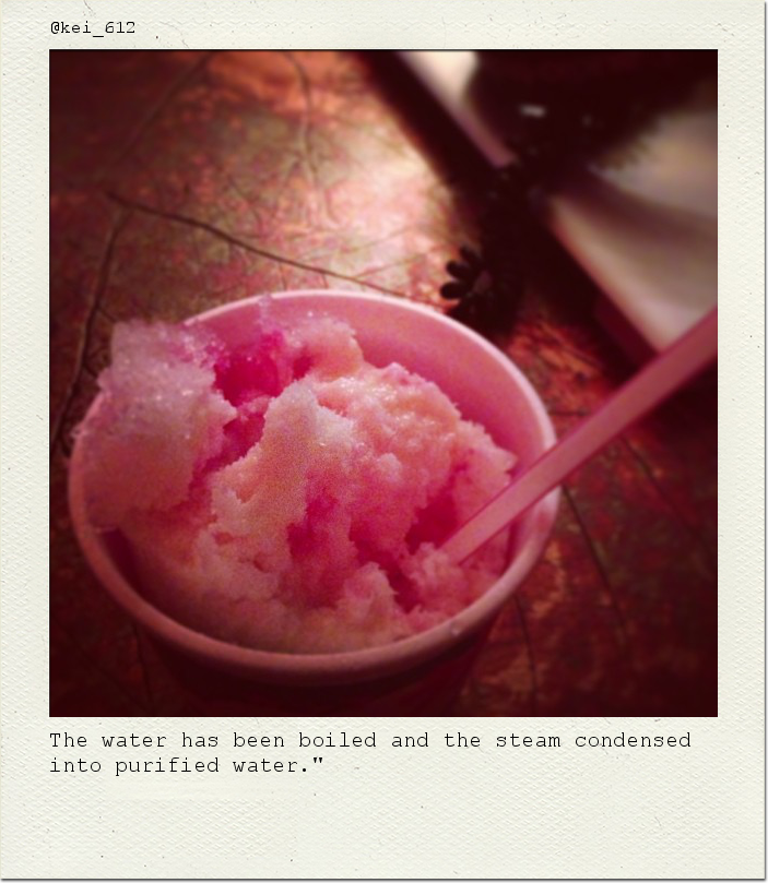 The water has been boiled and the steam condensed into purified water."