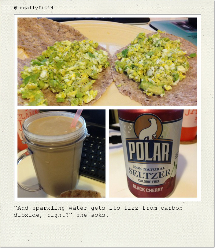 "And sparkling water gets its fizz from carbon dioxide, right?" she asks.