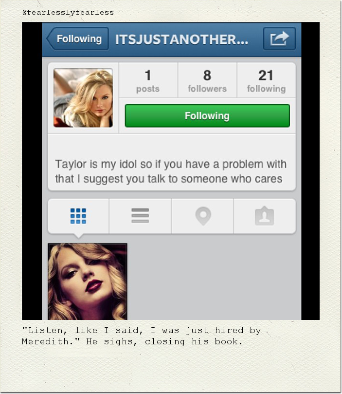 "Listen, like I said, I was just hired by Meredith." He sighs, closing his book.