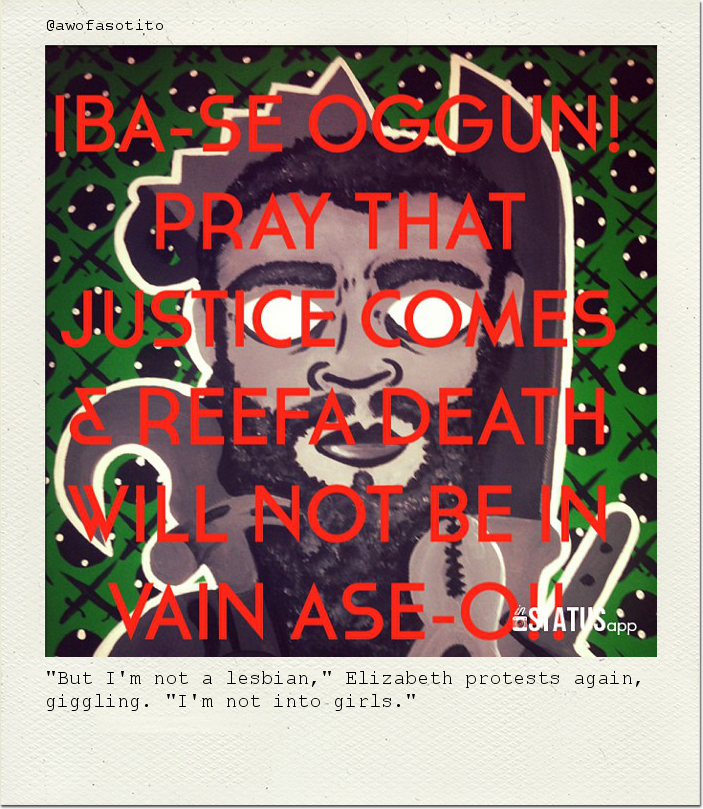 "But I'm not a lesbian," Elizabeth protests again, giggling. "I'm not into girls."