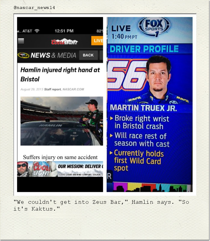 "We couldn't get into Zeus Bar," Hamlin says. "So it's Kaktus."