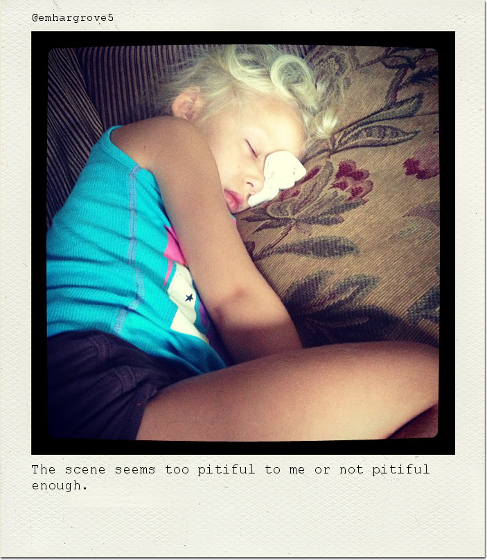 The scene seems too pitiful to me or not pitiful enough.