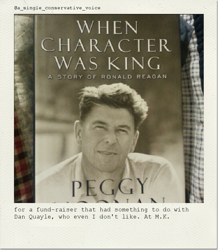 for a fund-raiser that had something to do with Dan Quayle, who even I don't like. At M.K.