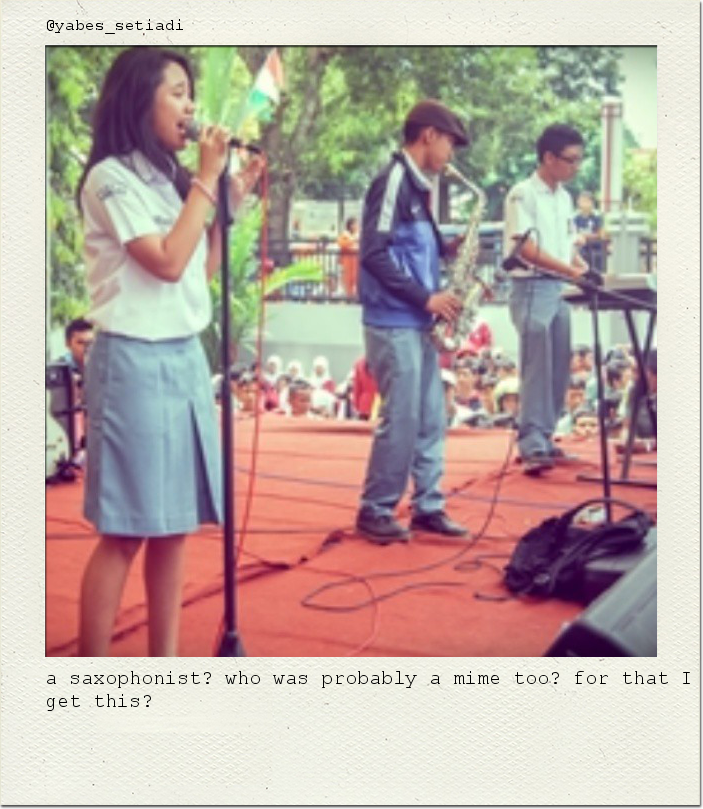a saxophonist? who was probably a mime too? for that I get this?