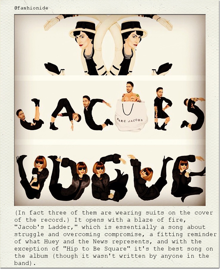 (In fact three of them are wearing suits on the cover of the record.) It opens with a blaze of fire, "Jacob's Ladder," which is essentially a song about struggle and overcoming compromise, a fitting reminder of what Huey and the News represents, and with the exception of "Hip to Be Square" it's the best song on the album (though it wasn't written by anyone in the band).
