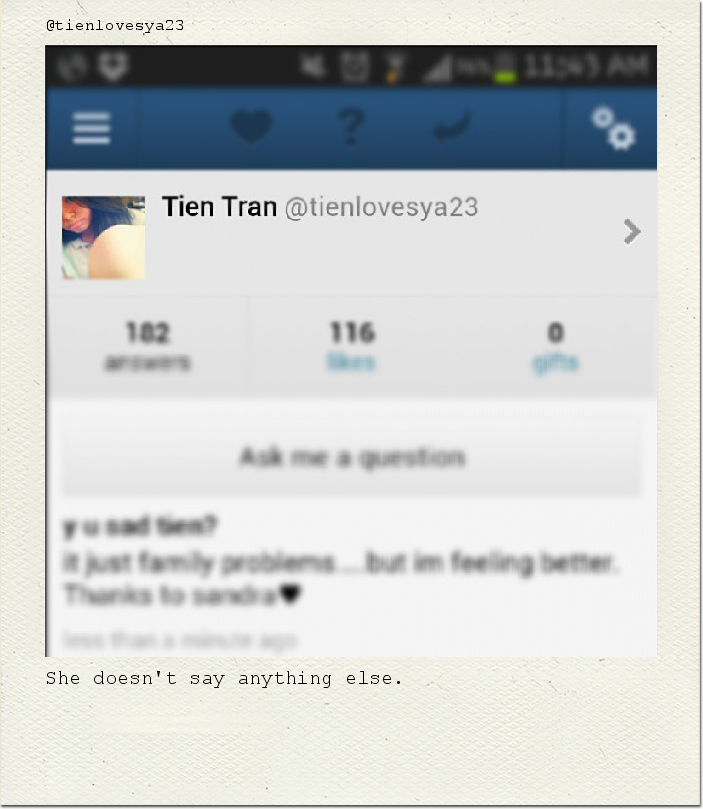 She doesn't say anything else.