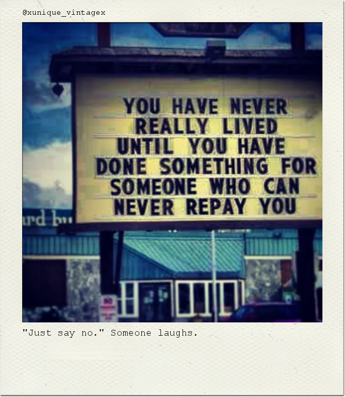 "Just say no." Someone laughs.